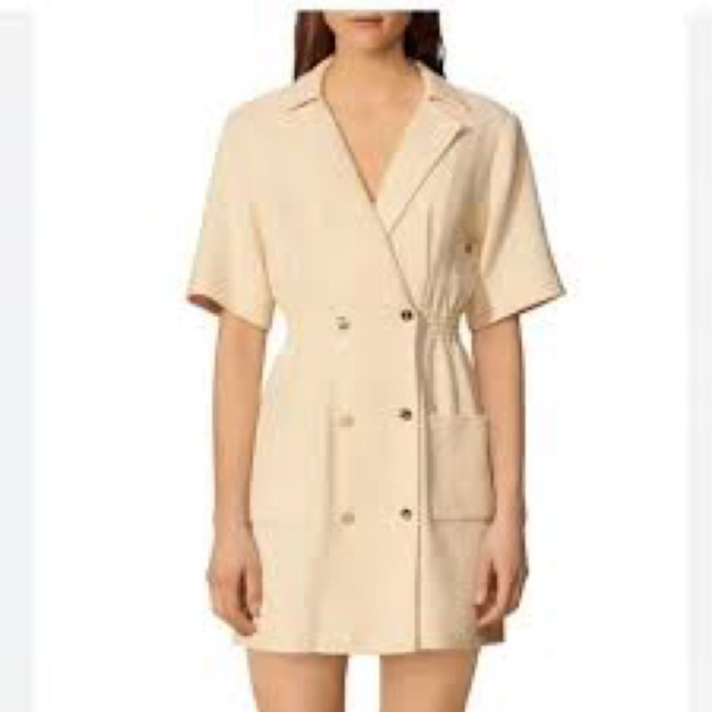 Sandro Beige Short-Sleeve Blazer with Embellishment size 38